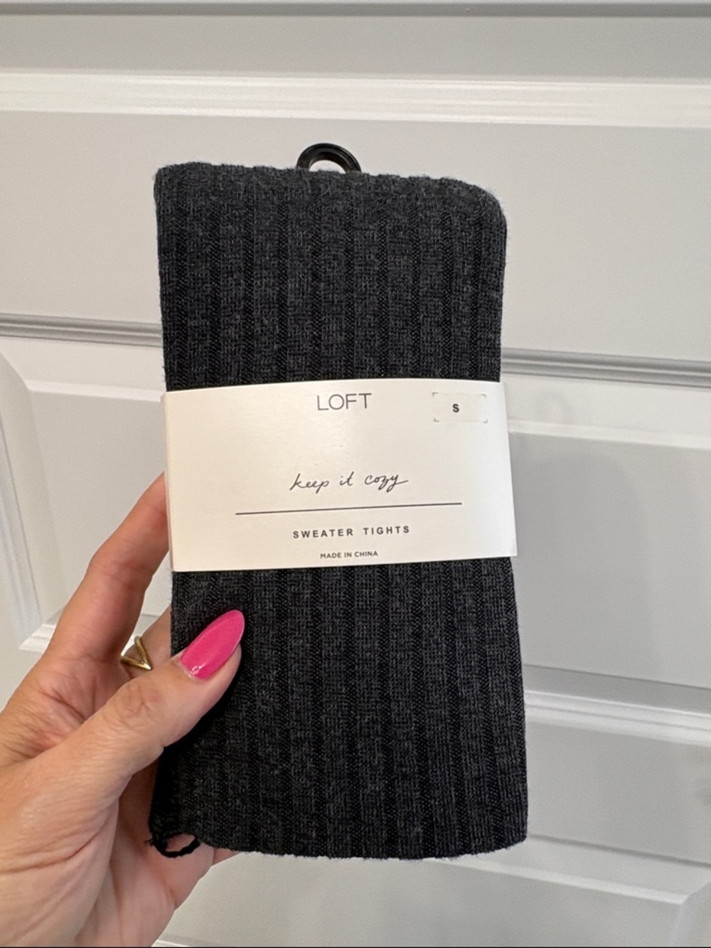 LOFT ribbed sweater tights dark heather charcoal gray